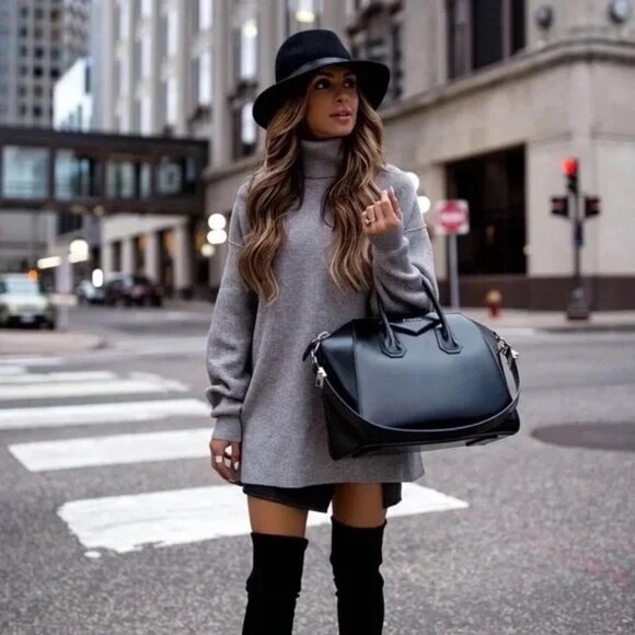 Free People - Softly Structured Turtleneck Tunic in Grey, sz Medium - Picture 9 of 11